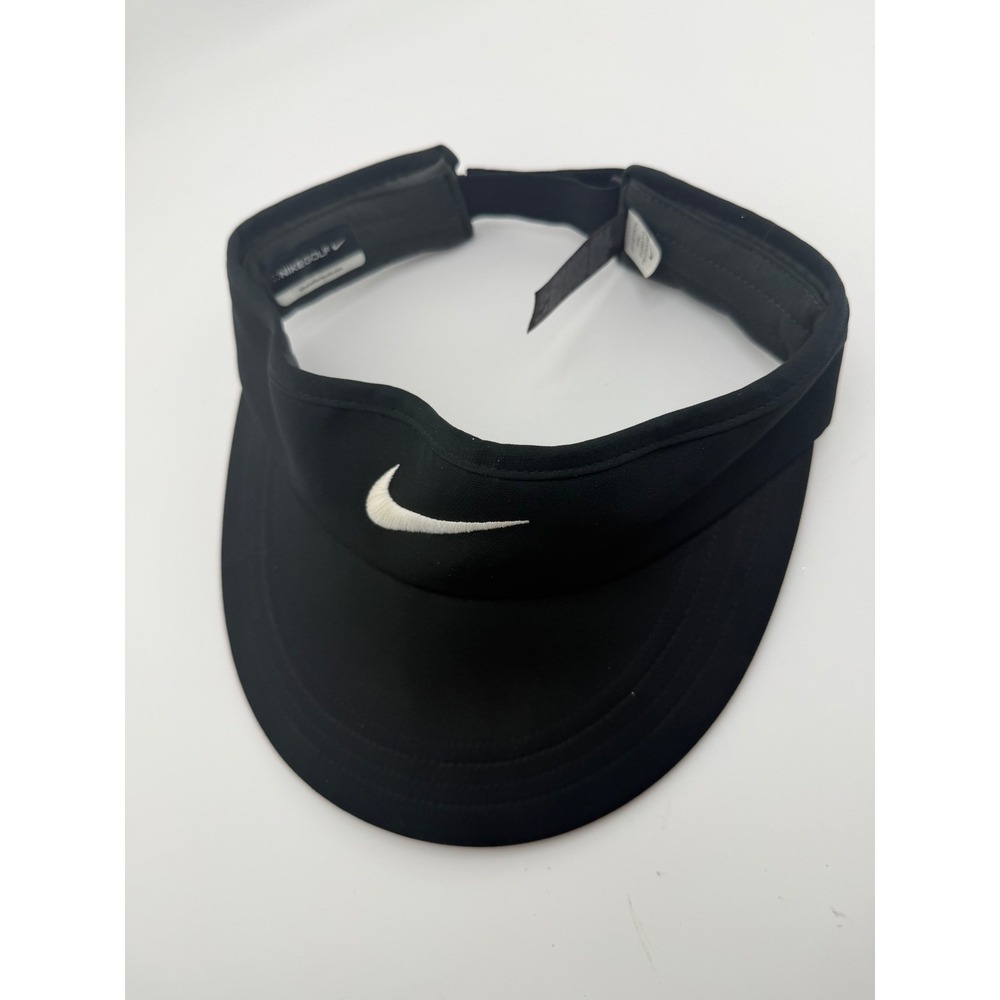 Nike Golf Visor Black White‎ Swoosh Adjustable Strap Hat Mens Womens